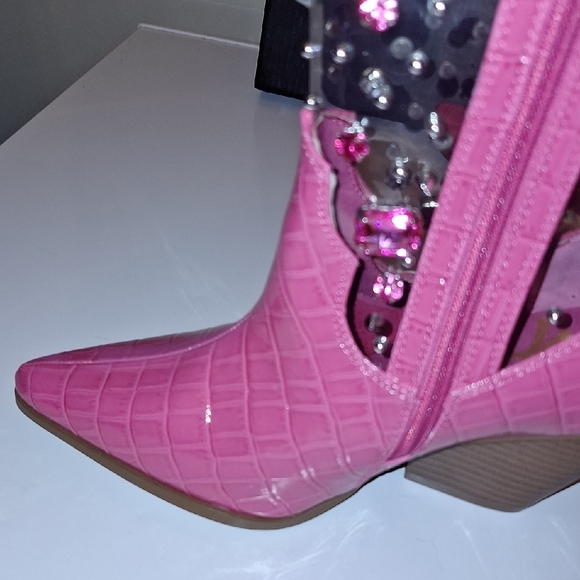 Cape Robbin Fuchsia and Clear Embellished Heeled Boots - Picture 6 of 6